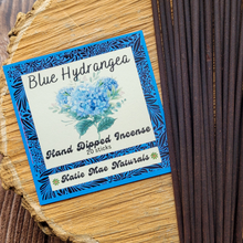 Load image into Gallery viewer, Blue hydrangea hand dipped incense sticks
