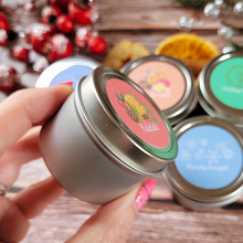 Load image into Gallery viewer, Mini holiday scented soy wax candle 
