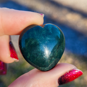 Small Moss Agate Carved Gemstone Heart - 30mm