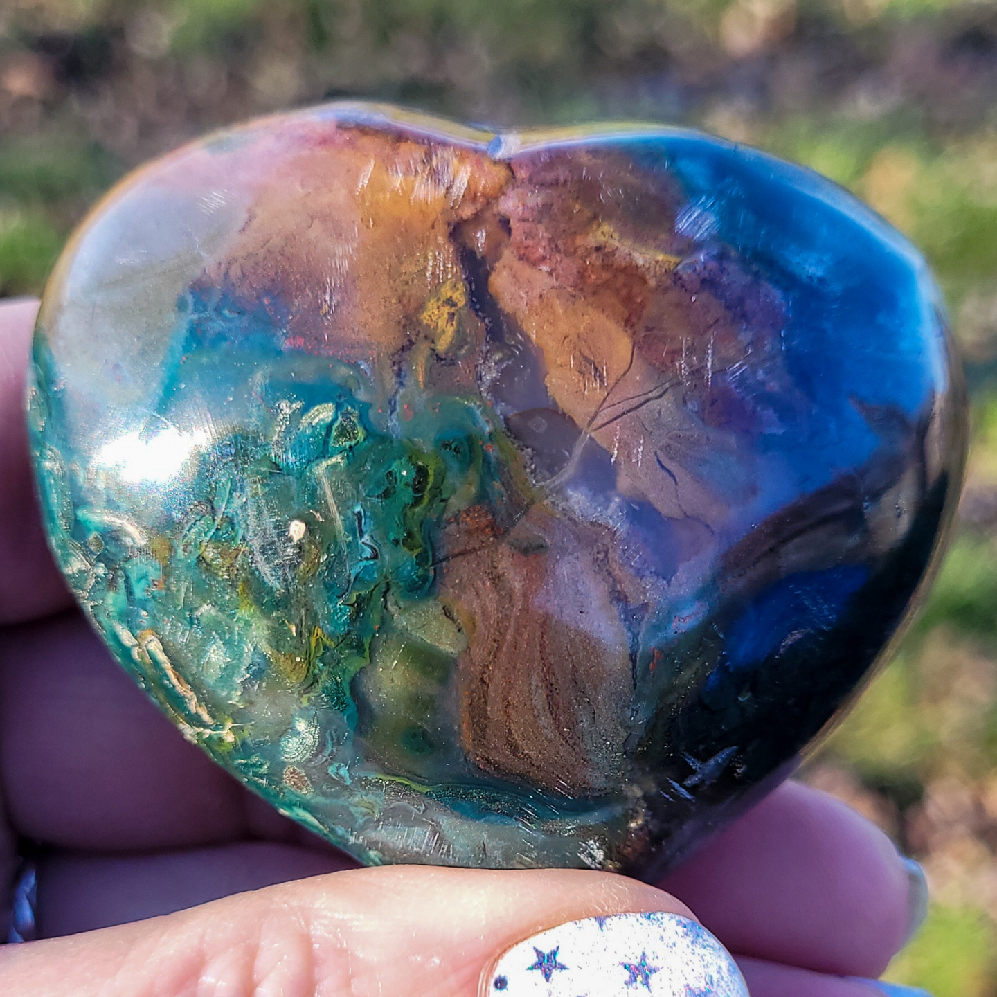 Ocean Jasper Gemstone Heart - 2.75 inch
