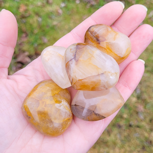 Golden healer quartz crystal hearts