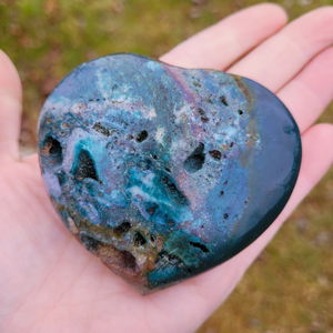 Carved Ocean Jasper Gemstone Heart