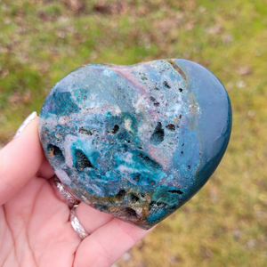 Carved Ocean Jasper Gemstone Heart
