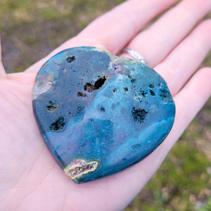 Carved Ocean Jasper Gemstone Heart