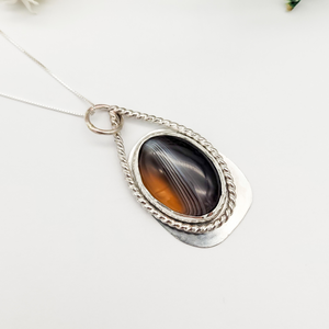 Sterling Silver and Banded Agate Pendant