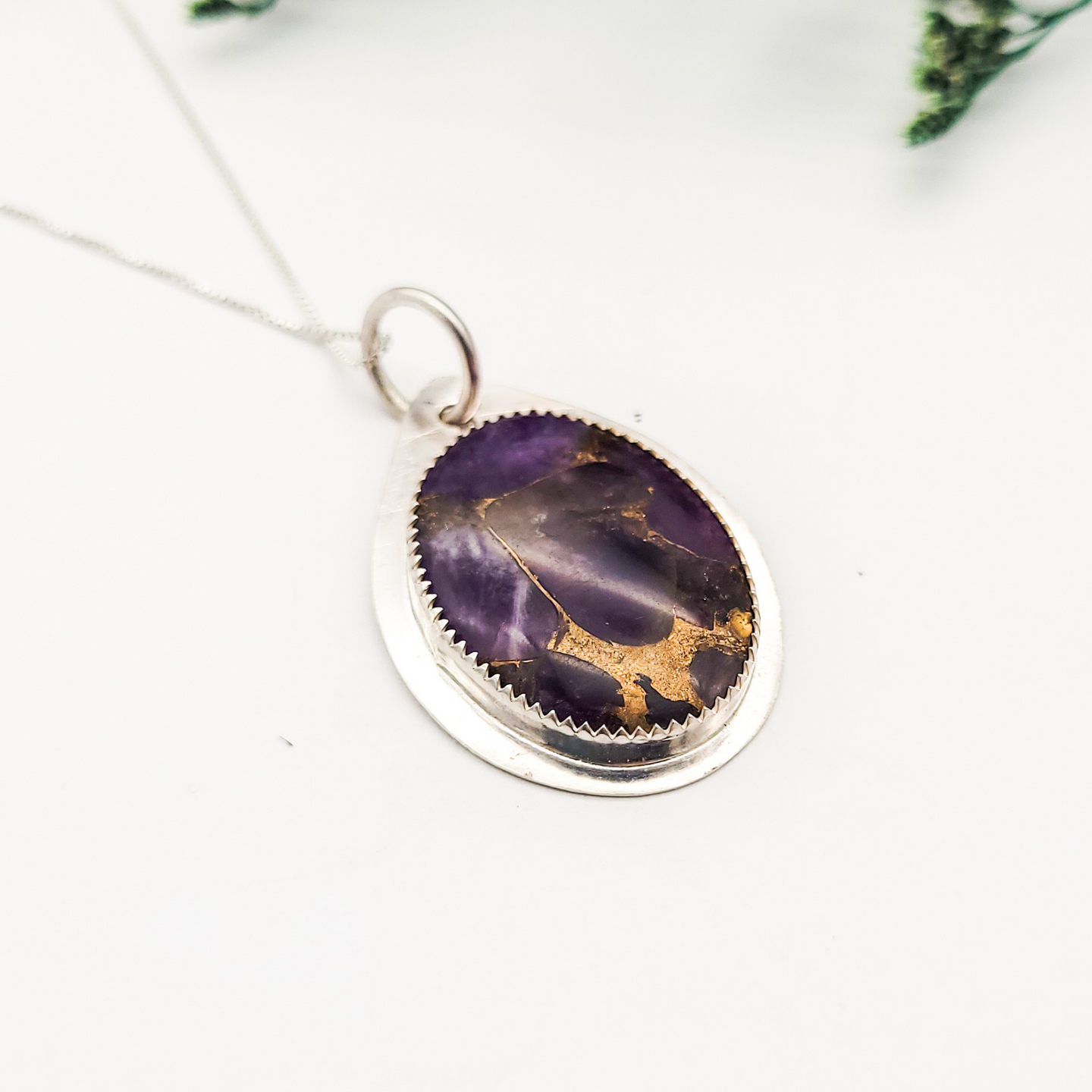 Sterling Silver and Amethyst Pendant - Amethyst with Bronze
