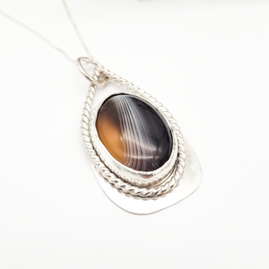Sterling Silver and Banded Agate Pendant