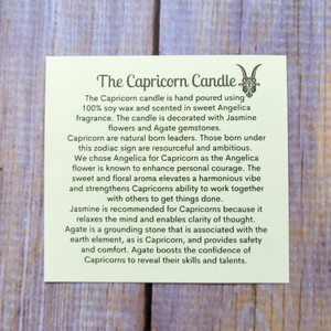 The capricorn candle description card
