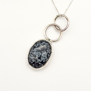 Sterling Silver and Snowflake Obsidian Pendant