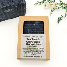 Load image into Gallery viewer, Zero waste charcoal soap with tea tree
