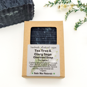 Zero waste charcoal soap with tea tree