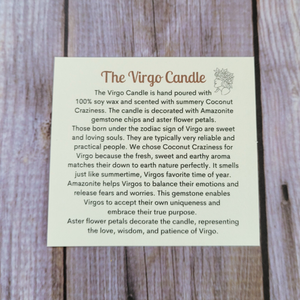 The virgo candle description card 