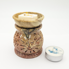 Load image into Gallery viewer, Carved Sun Soapstone Diffuser Lamp for Essential Oils or Wax Melts
