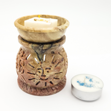 Load image into Gallery viewer, Carved Sun Soapstone Diffuser Lamp for Essential Oils or Wax Melts
