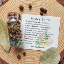 Load image into Gallery viewer, Money Spell Bottle of gemstones and herbs
