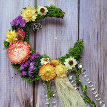 Load image into Gallery viewer, Witches Bells Crescent Moon Wreath
