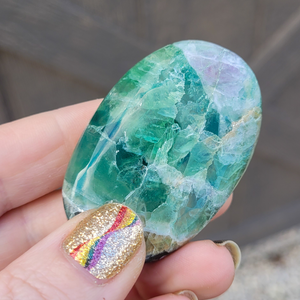 Green Fluorite Palm Stone - 2 inch