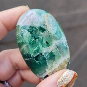 Green Fluorite Palm Stone - 2 inch