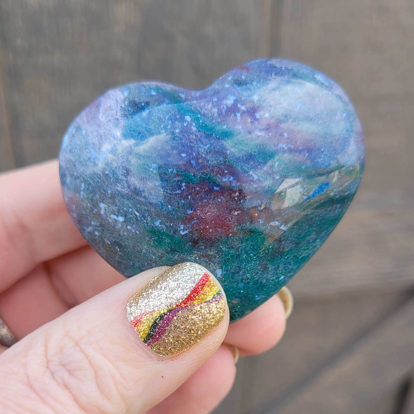 Ocean Jasper Carved Gemstone Heart