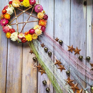 Witches Bells Door Wreath with Willow Pentagram