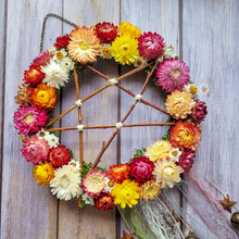 Load image into Gallery viewer, Witches Bells Door Wreath with Willow Pentagram
