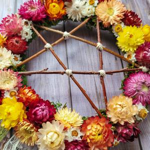 Witches Bells Door Wreath with Willow Pentagram
