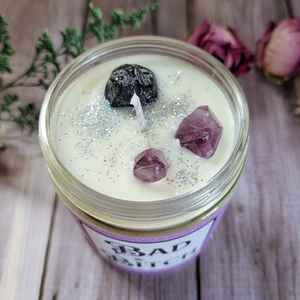 Soy wax candle with crystals and biodegradable glitter 