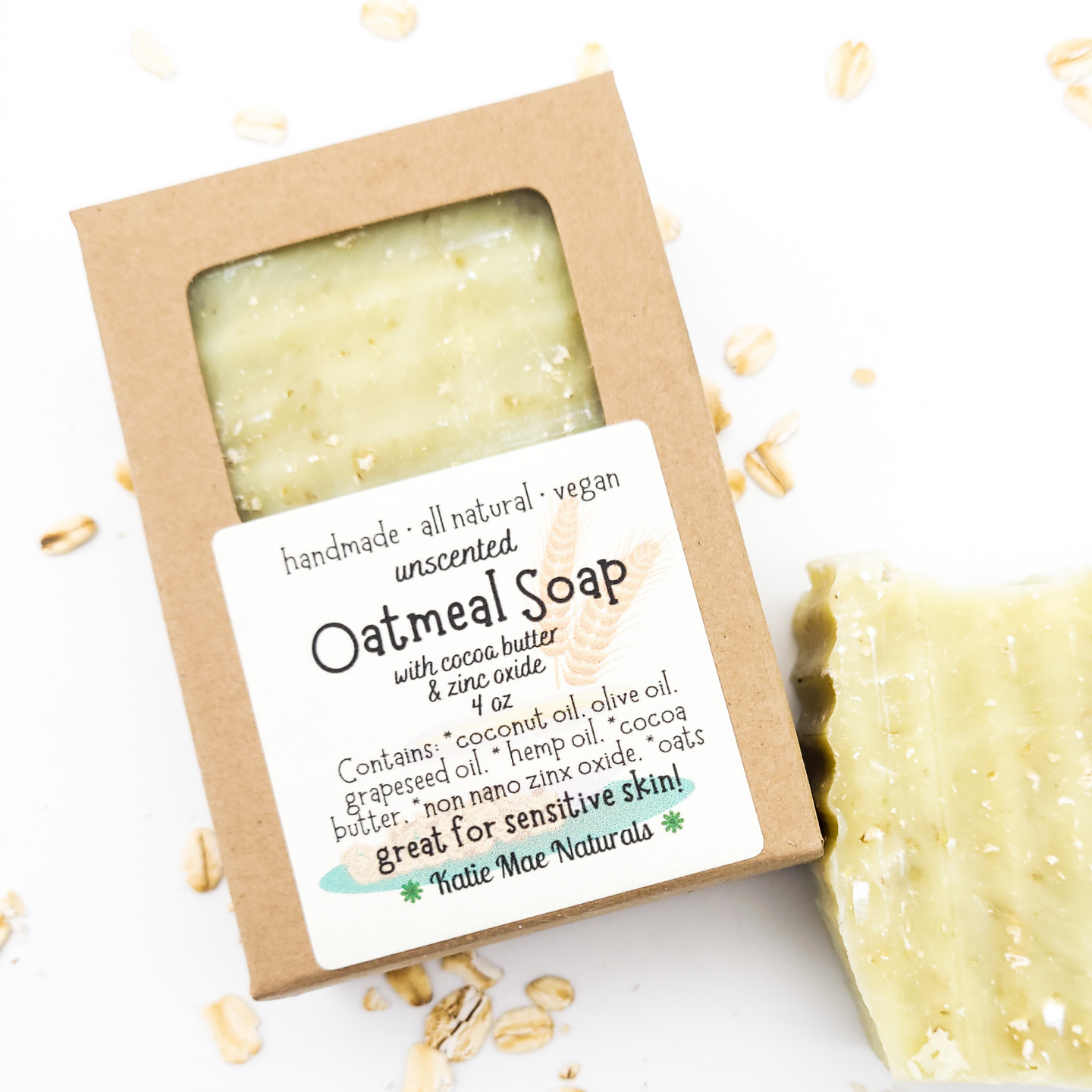 Vegan oatmeal soap for sensitive skin 