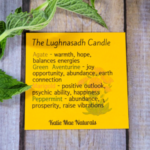 Lughnasadh candle description card 