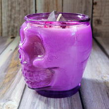 Load image into Gallery viewer, Blackened Amethyst Purple Skull Soy Wax Candle - 15 oz
