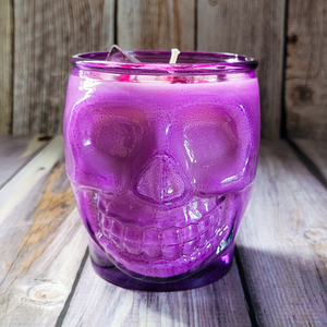 Blackened Amethyst Purple Skull Soy Wax Candle - 15 oz