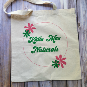 Katie Mae Naturals Tote Bag - Cotton Canvas Screen Printed Tote Bag