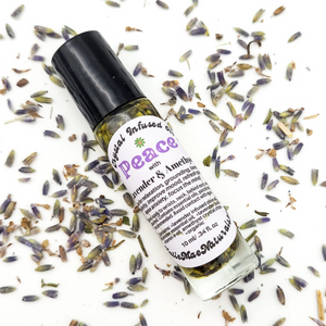 Peace - Herb and Crystal Infused Oil Roller with Lavender and Amethyst - Lavender Scent