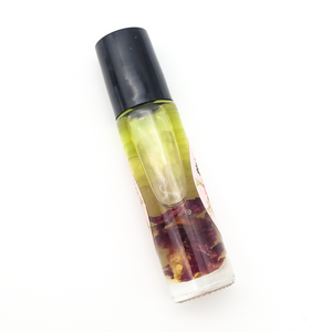 Love - Herb and Crystal Infused Oil Roller with Rose Petals and Rose Quartz Crystals - Love Spell Scent