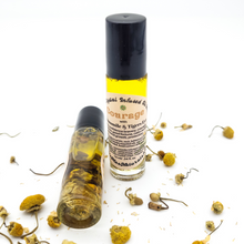 Load image into Gallery viewer, Courage - Herb and Crystal Infused Oil Roller with Chamomile and Tigers Eye - Cedarwood Chamomile Scent
