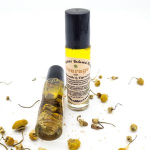 Courage - Herb and Crystal Infused Oil Roller with Chamomile and Tigers Eye - Cedarwood Chamomile Scent