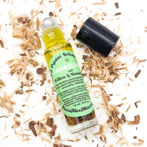 Intuition - Herb and Crystal Infused Oil Roller with Willow and Moonstone Crystals - Orange Ylang Ylang Scent