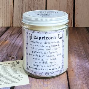 Hand poured soy wax candle for Capricorn