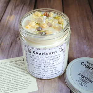 Capricorn candle made with soy wax