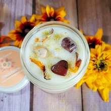 Load image into Gallery viewer, Fall soy wax candle with mookaite stones
