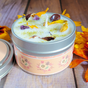 Fall soy wax candle with gemstones