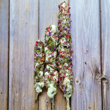 Load image into Gallery viewer, Mullein torches rolled in herbs for samhain
