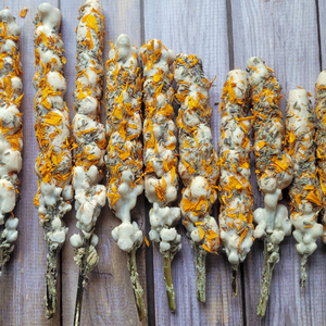 Mullein torches with lavender and marigold