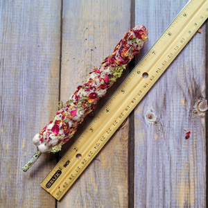 Mullein Torch with Rose Petals and Queen Anne's Lace - Hag Taper