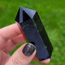 Load image into Gallery viewer, Silver Sheen Obsidian Point - Carved Obsidian Gemstone Point
