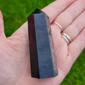 Silver Sheen Obsidian Point - Carved Obsidian Gemstone Point
