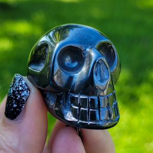 Hematite Skull 2 inch - Carved Hematite Gemstone Skull