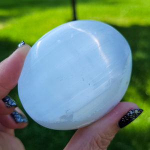 Selenite Palm Stone 2.5 inch - Polished Selenite Crystal