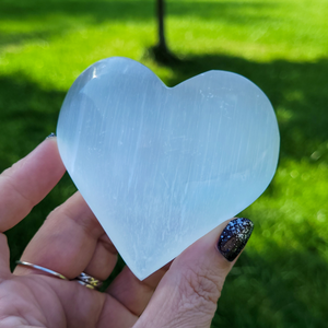Selenite Heart Carving - Polished Selenite Heart