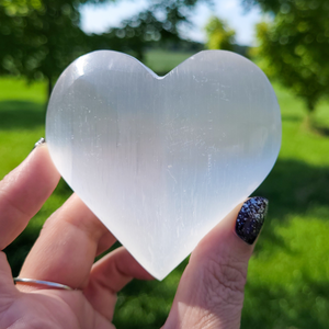 Selenite Heart Carving - Polished Selenite Heart